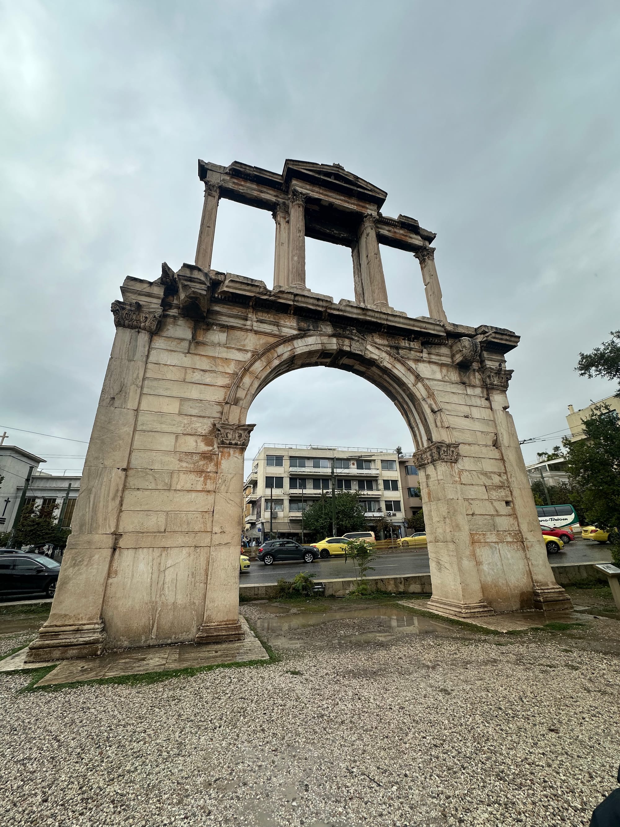 A photo of the Arch of Hadrian, facing Leof. Vasilisis Amalias.